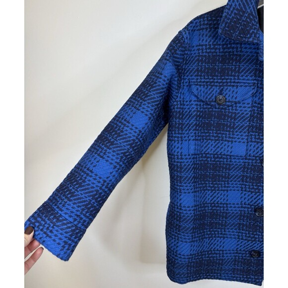 OUTERKNOWN Cloud Weave Shirt Jacket Women XS Blue Plaid Heavy Shacket Pockets - Picture 6 of 15